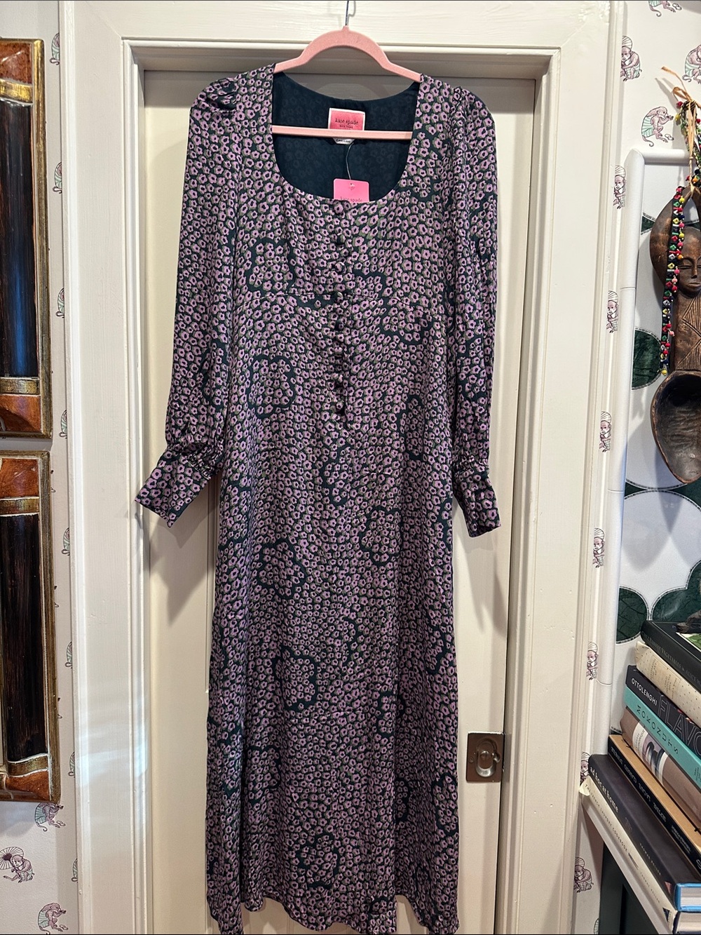 Kate Spade Vintage-Inspired Purple Floral Midi Dress